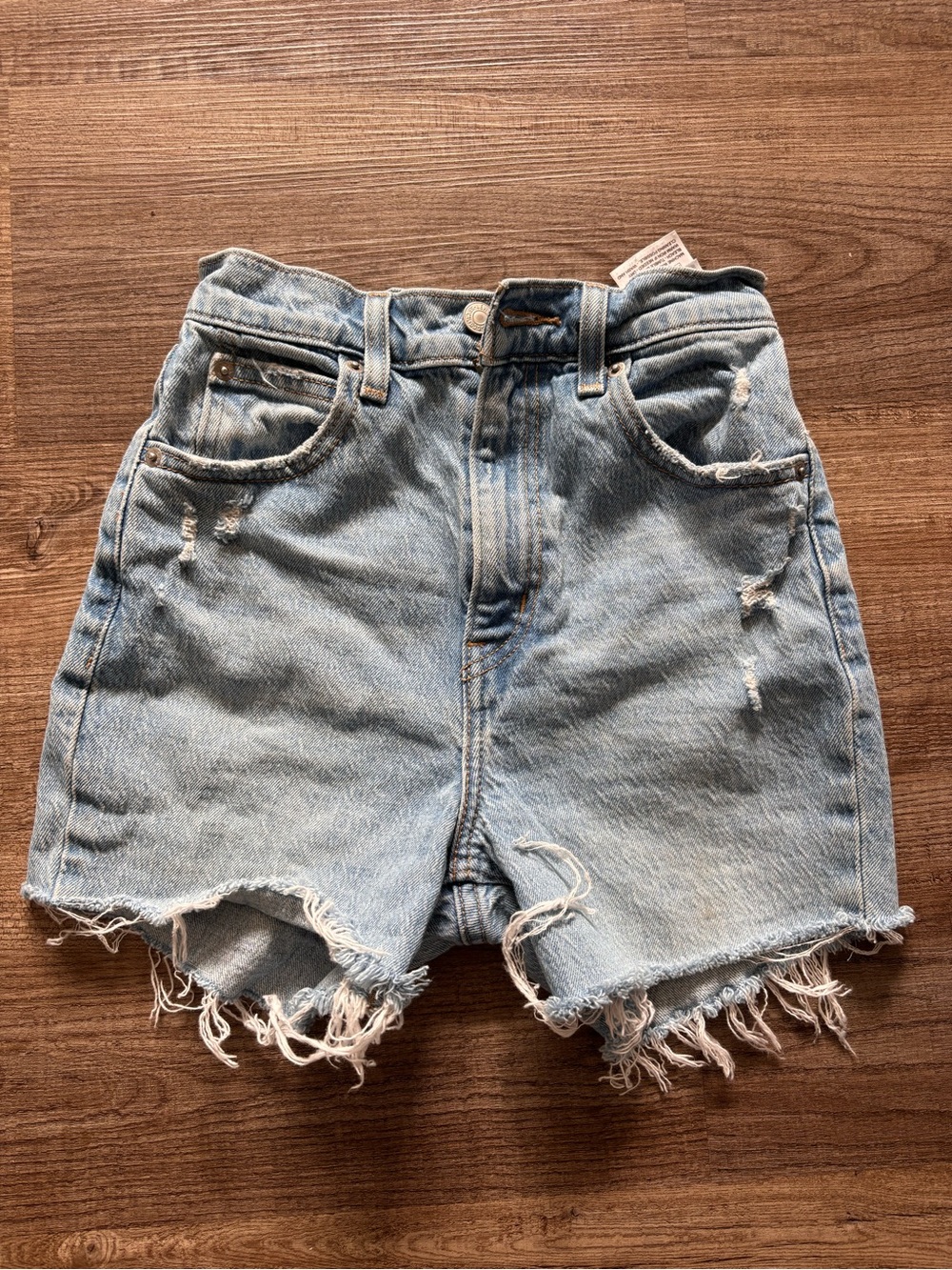 Levi's Light Blue High Waist Distressed Denim Shorts